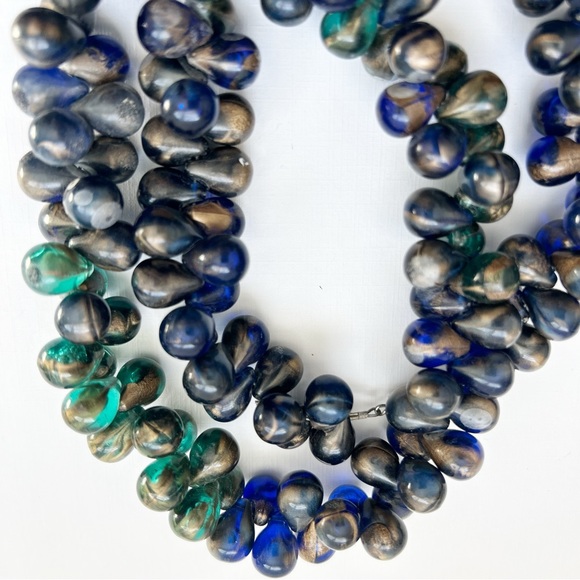 Blue Green Gold Translucent Briolette Necklace - Picture 9 of 9